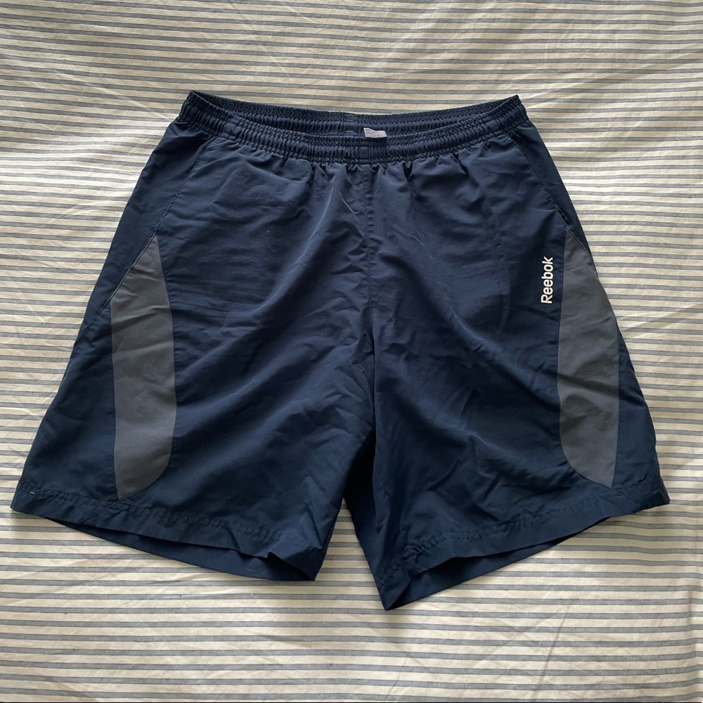 Reebok Men’s gym shorts. Size Large. Navy & grey.